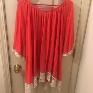 Salmon crochet tunic dress